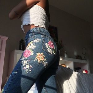vintage floral jeans